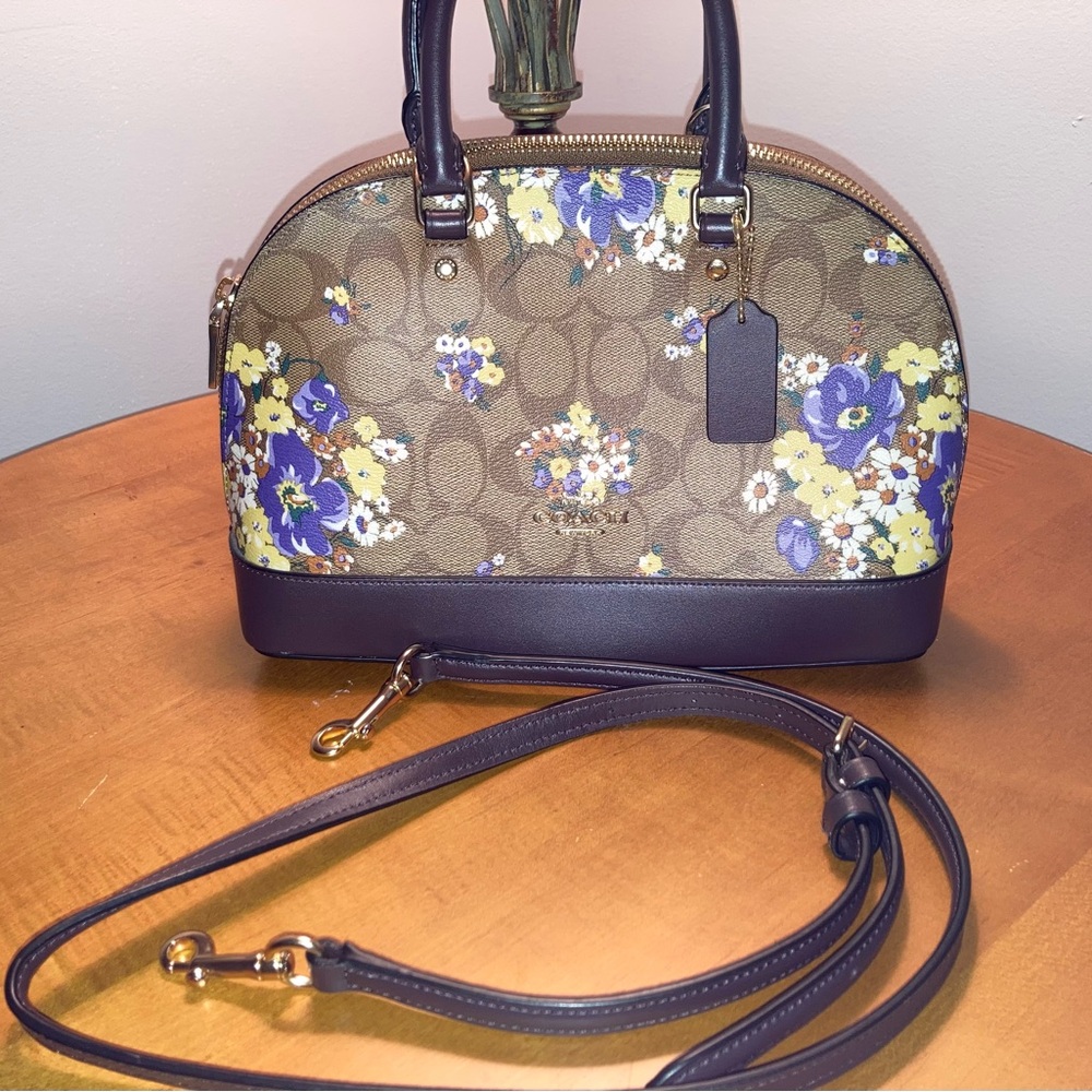 Coach F31968 Sierra Purple & Brown Patent Leather Satchel - Picture 2 of 11